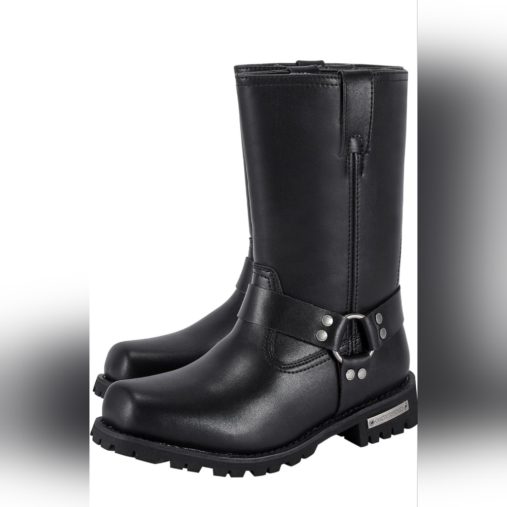 Dream Apparel 8in Harness Motorcycle Boots for Riding, Square Toe Women's Size 9
